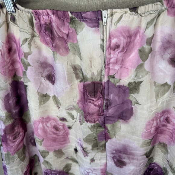 Romantic CottageCore Sheer Rose Floral Maxi Skirt L Made in USA Feminine Flowy - Picture 4 of 5